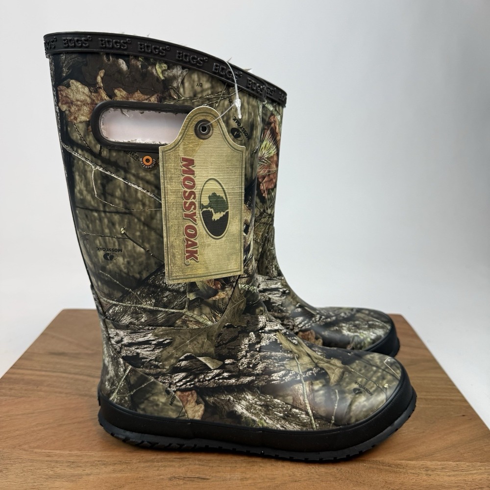 New NIB Big Kids Childrens Bogs Rainboot Plush Mossy Oak Waterproof Boots Sz 6 Y